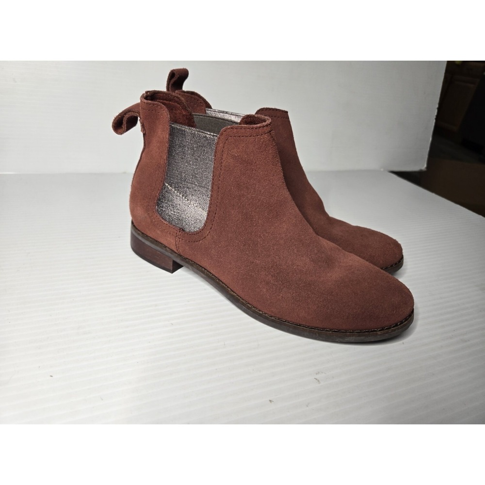 Women's TOMS Ankle Boots Booties Burgundy Metallic Chelsea‎ Size 6 W